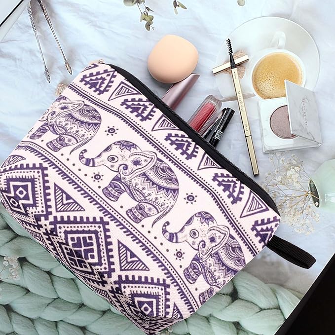 Pebarmnt Cute Animal Lovers Gifts Elephant Cosmetic Bag Makeup Pouch with Zipper (elephant)