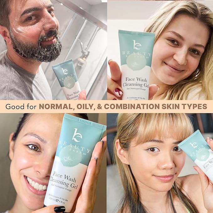 Face Wash Gel - Gentle Formula, USA Made with Organic & Natural Ingredients