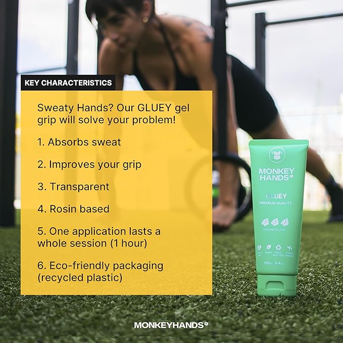 MONKEY HANDS Gel Grip Pole Dance, Calisthenics, Rings, Parkour, Gymnastics, Padel, Tennis and More - High Performance - Skin Friendly, Vegan, Without Parabens and Petrolatum - 100ml.
