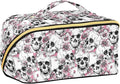 MNSRUU Makeup Organizer Bag, Halloween Skull Flowers and Pink Cherries Travel Makeup Bags Makeup Vanity Case Large Capacity Rhombus Cosmetic Toiletry Bag for Girl Women Ladies