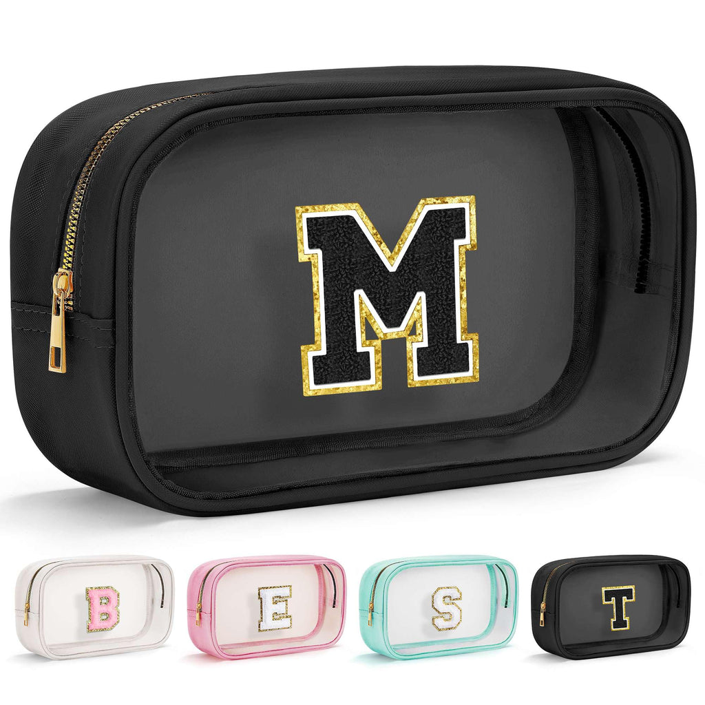 YOOLIFE Initial Birthday Gifts for 3 4 5 6 7 8 9 10 11 12 13 Year Old Girls Clear Makeup Bag Cosmetic Travel Beach Bag Car Organizer Essentials for Women | Teacher Appreciation Gifts for Teacher M