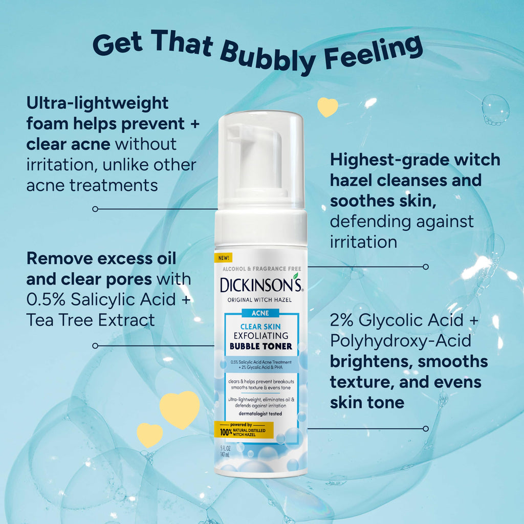 Dickinson's Witch Hazel Exfoliating Bubble Toner | Salicylic Acid | 5 Fl Oz