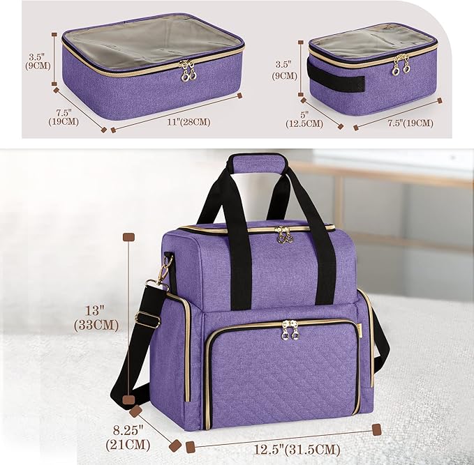 LUXJA Large Travel Makeup Bag with 3 Removable Makeup Cases, Purple
