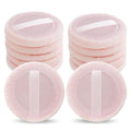 Sibba 12 Pcs Loose Powder Make Up Puff Pink Cotton Pads Face Body Makeup Velour with Ribbon Applicators Setting Round Make Up Eyeshadow Concealer Cosmetics Sponge