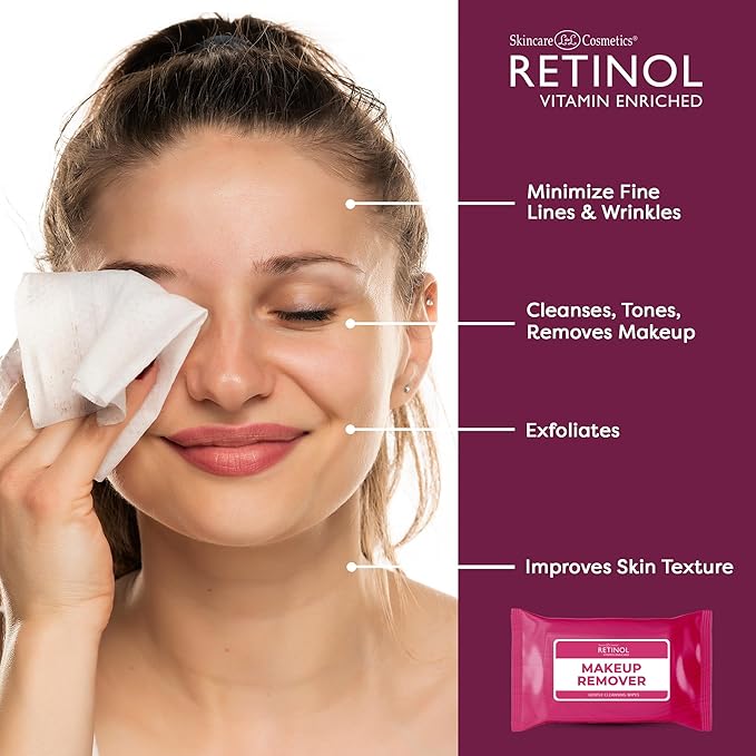 LIVAURA Retinol Makeup Remover Face Wipes - Individually Wrapped, 30 Count