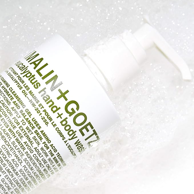 MALIN+GOETZ Hand + Body Wash | Gentle Foaming Cleanser with Botanical Extracts and Amino Acids | Hydrating, pH-Balanced, Unisex Scent | Vegan & Cruelty-Free (Eucalyptus, 16 Fl Oz)