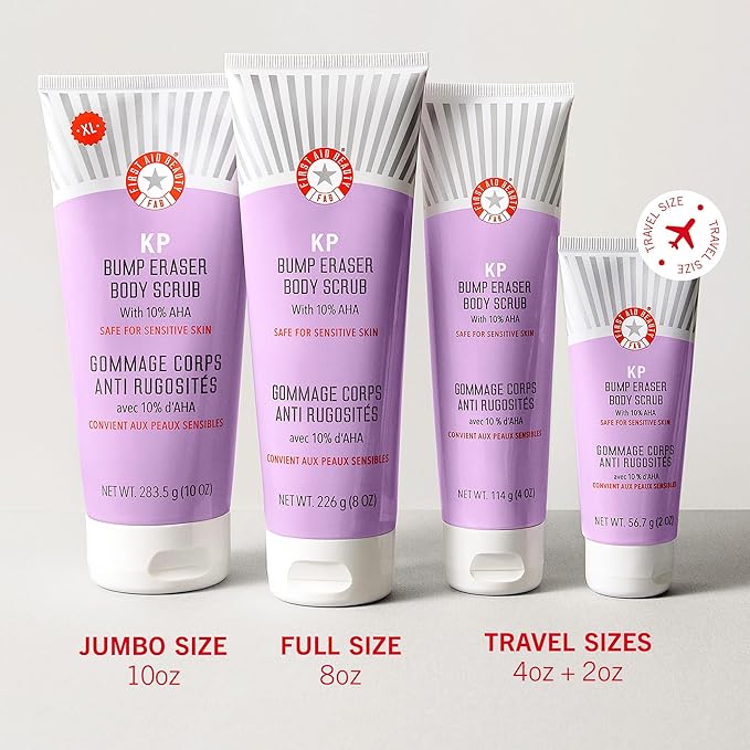 First Aid Beauty KP Bump Eraser Body Scrub Exfoliant for Keratosis Pilaris with 10% AHA 4 oz.