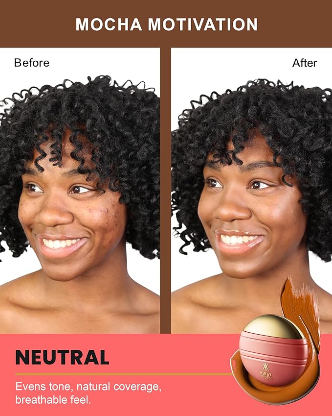 Kirby Kosmetics Konfident Glow Skin Tint – Mocha Motivation Hydrating Oil-Free Glass-Skin Foundation, Buildable Light-to-Medium Coverage, 30 ml – Inclusive Clean Makeup for Radiant Confidence