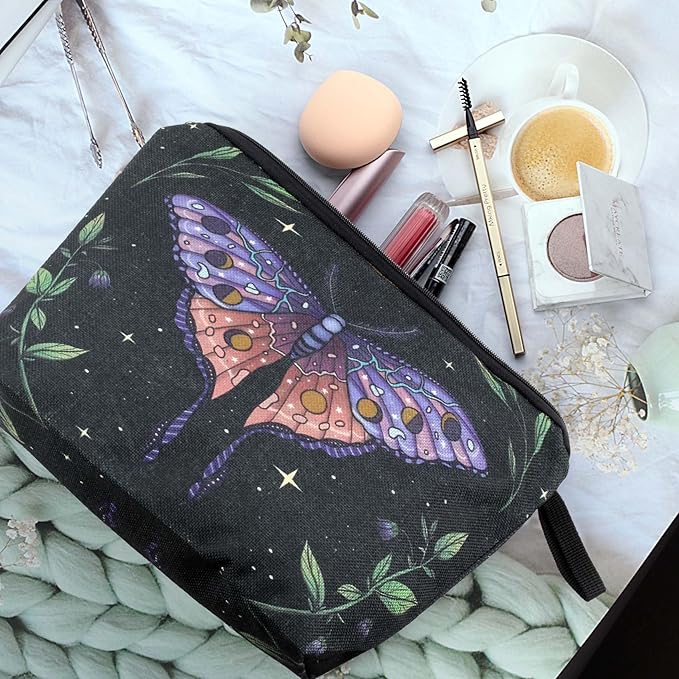 Pebarmnt Cute Animal Lovers Gifts Butterfly Cosmetic Bag Makeup Pouch with Zipper (purple butterfly)