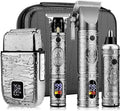 Dumite Professional Hair Clippers for Men,Hair Clippers+T-Blade Trimmer+Electric Shaver+Nose Hair Trimmer Set,4 in 1 Cordless Barber Hair Cutting Kit LCD Display Gifts (Gray)