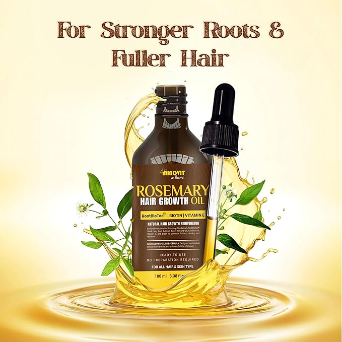 Gutaderme Rosemary Oil For Hair Growth (3.4 Fl Oz) Infused With Biotin, Vitamin E, Almond Oil & Coconut - Hair Strengthening, Nourishing & Volumizing