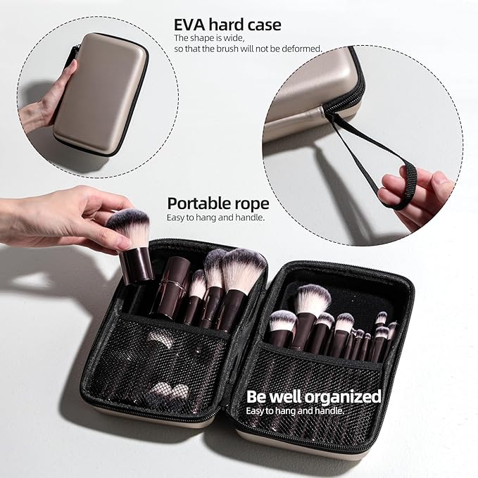 Professional Makeup Brush Set BS-MALL with Travel Case, 20PCS Synthetic Makeup Brushes for Foundation, Conce aler, Blush, Powder & Eyeshadow, Labeled Face Eye Brushes for Beginners, Makeup Artists