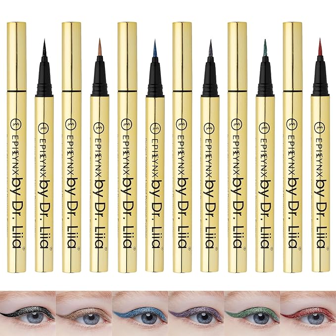 EPILYNX Liquid Eyeliner Gift Set, Waterproof Vegan, 6 Shimmer Shades
