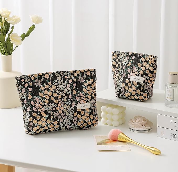 getgto 2 Pcs Makeup Bags, Large Cosmetic Bag Travel Toiletry Bag