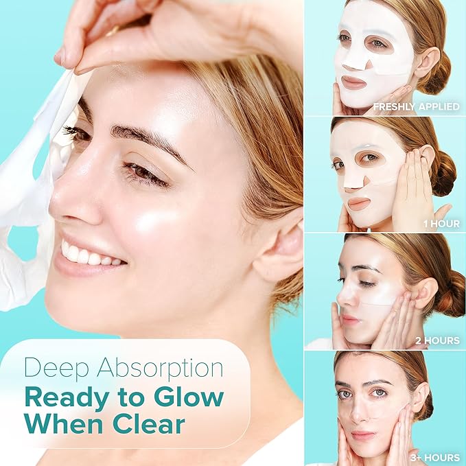 Ebanel Bio Collagen Face Mask, 4-Pack Hydrating Overnight Korean Sheet Mask