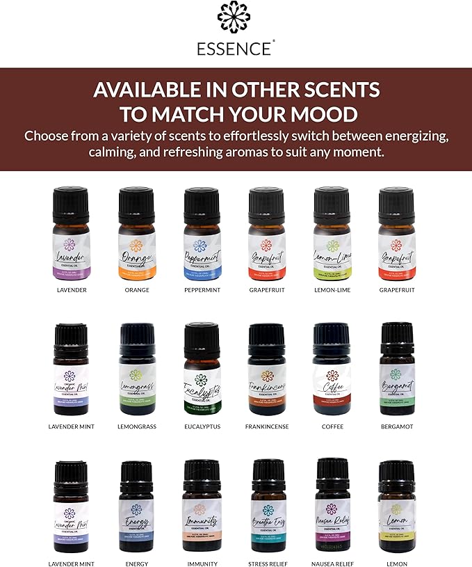Essence Pearl Travel Case | Coffee Essential Oil | Aromatherapy Nasal Diffuser & Essential Oil Carrying Case | Invigorating Coffee & Coconut Blend | Travel-Friendly Kit | White Pod