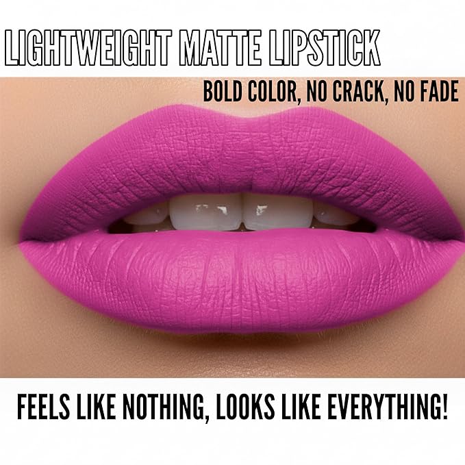 Mynena Bright Cool Pink Matte Liquid Lipstick | Long-Lasting, Waterproof, No Smudge, No Transfer Lip Color | All-Day Wear for Long Days | Lightweight Comfortable Non-Drying – Vibrant Pink Pop | Rosa