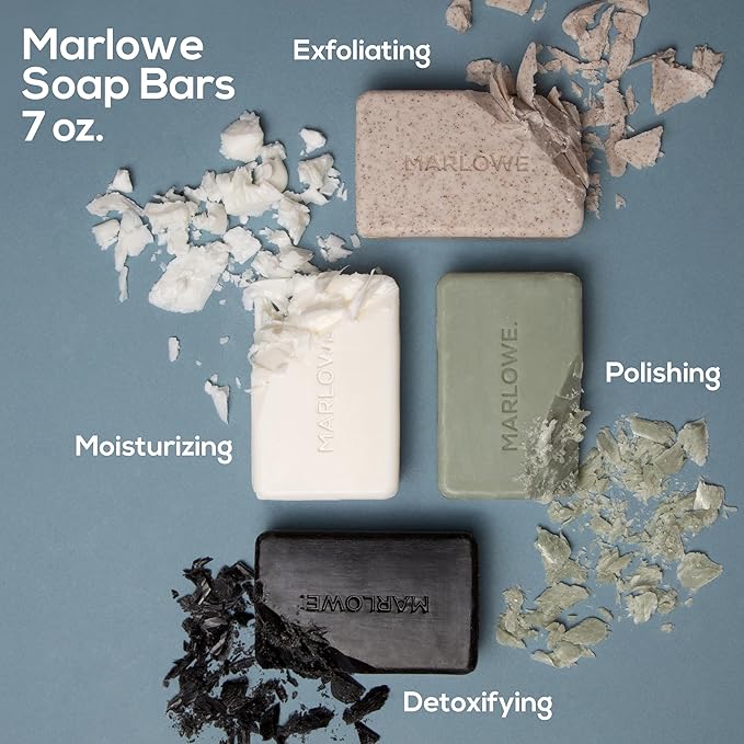 MARLOWE. Charcoal Soap, Cleansing Body Bar Soap for Men, 7 oz