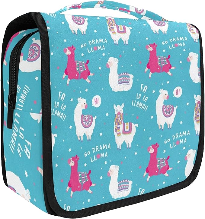 senya Hanging Travel Toiletry Bag Kit Makeup Case Cosmetics Organizer for Men Women (Llama)…