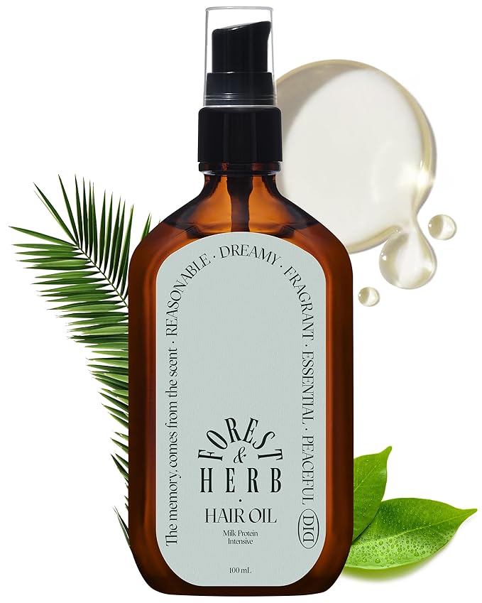 ODID Milk Protein Intensive Perfume Hair Oil - Korean Anti Frizz Nourishing & Smoothing Hair Serum - Natural Green Herb Scent - with 10,000ppm Argan Oil & 6 Plant-Based Oils, 3.38 fl.oz.