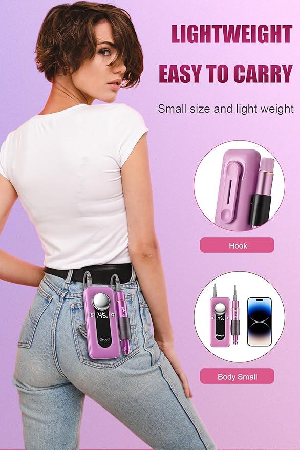 Electric Nail Drill Professional 45000RPM Cordless Electric Nail File Pink