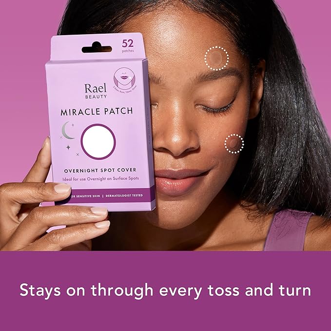 Rael Pimple Patches - Miracle Overnight Spot Cover, Thicker & Extra Adhesion, Hydrocolloid Acne Pimple Patch for Face, Zits & Blemishes, Korean Skin Care, 3 Sizes (52 Count)