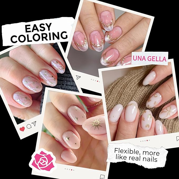 UNA GELLA Oval Gel Nail Tips, 312 Pcs Short Oval Round Nails