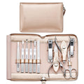 FAMILIFE Gifts for Women, Manicure Set Professional Manicure Kit 11 in 1 Nail Kit Nail Clippers Tools Stainless Steel with Rose Gold Leather Case Travel Sets
