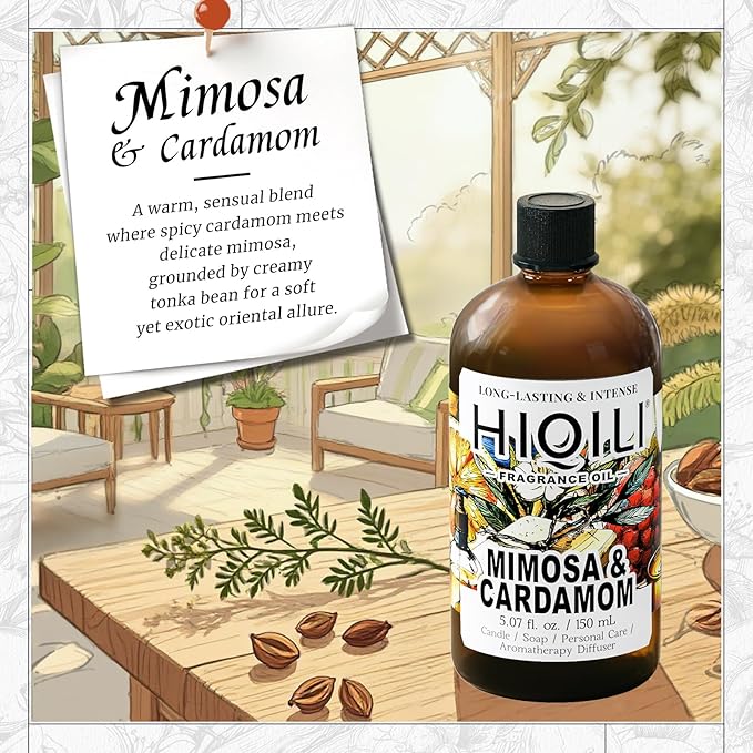 HIQILI Mimosa & Cardamom Fragrance Oil for Diffuser, DIY & Aromatherapy