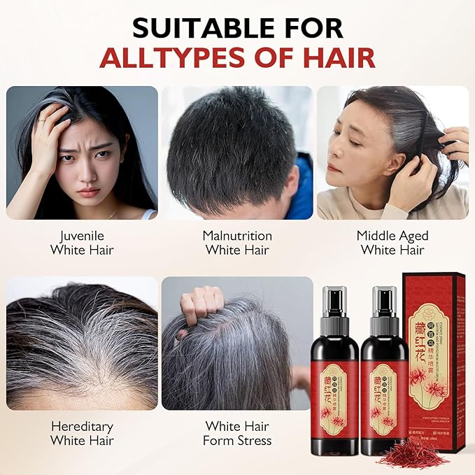 Hgkvnul Saffron Hair Spray, Saffron Essence Spray for Hair Care, Nourishing Hair Care, Anti-Loss Root Strengthening, Improve Dryness and Frizz, Leaving Hairs Shiny Non-Frizzy (2 PCS)