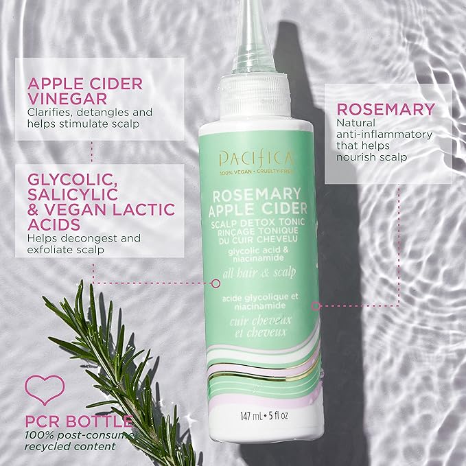 Pacifica Scalp Detox Tonic – Scalp Exfoliator with Glycolic & Salicylic Acid for Clarifying Build Up & Purifying – Infused with Rosemary to Support an Itchy, Dry Head – Vegan & Cruelty-Free – 5 oz