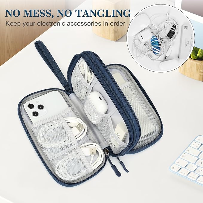 FYY Electronic Organizer, Travel Tech Pouch Bag, Cable Organizer Navy