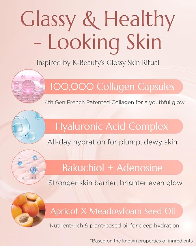 Vitkle Apricot Collagen Gel Serum Mist - Korean Face Moisturizer French Patented with 8-Layer Hyaluronic Acid, Bakuchiol, Adenosine for Hydration Glow Firming Anti-Aging Spray, 6.76 fl.oz.