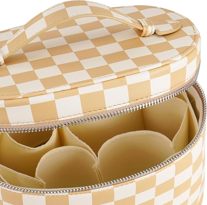 UUYUUY Makeup Bag Vanity Case, Beige and White