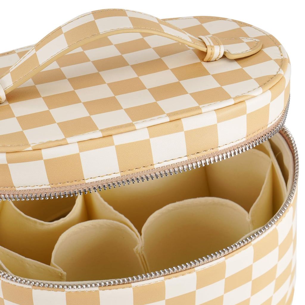UUYUUY Makeup Bag Vanity Case, Beige and White