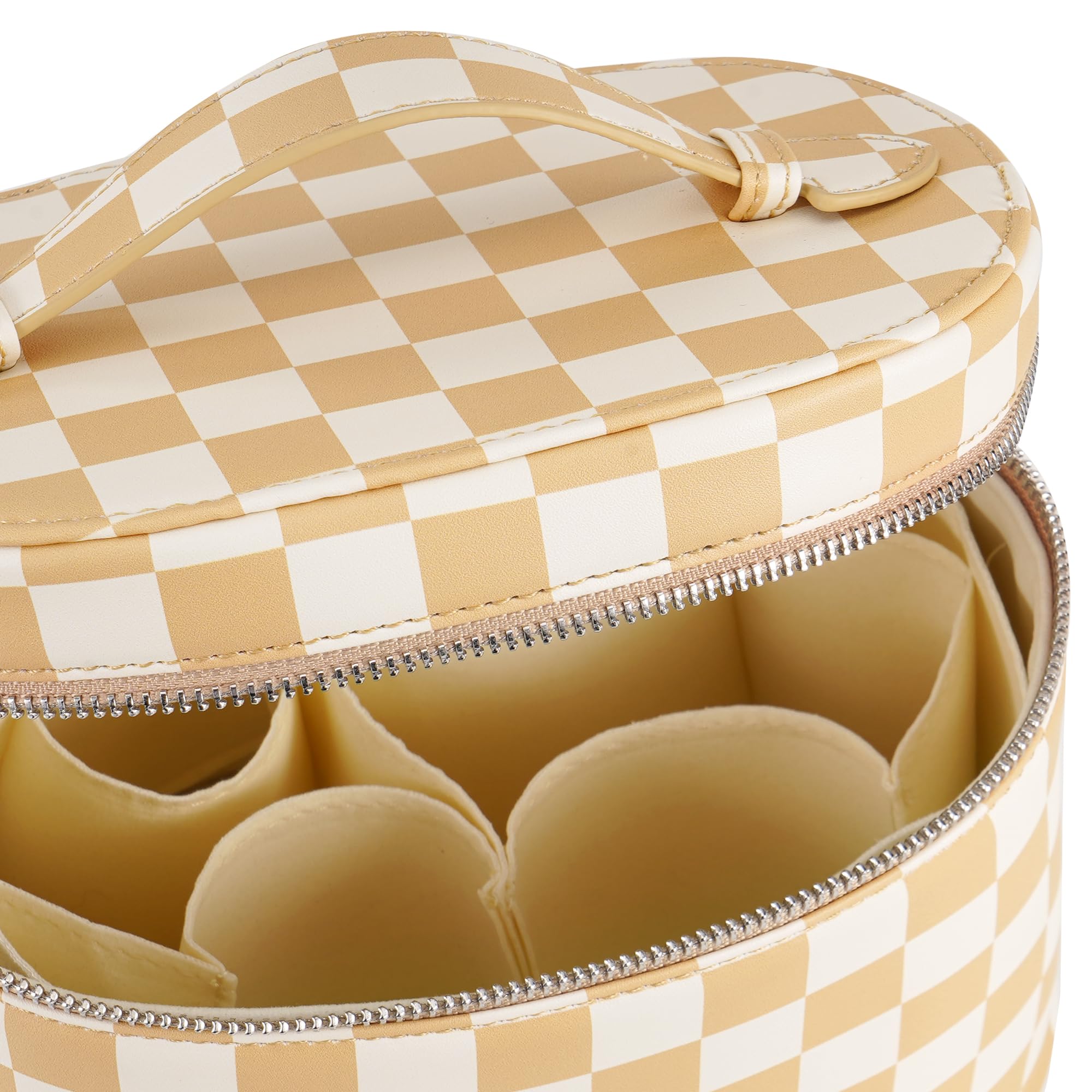 UUYUUY Makeup Bag Vanity Case, Beige and White
