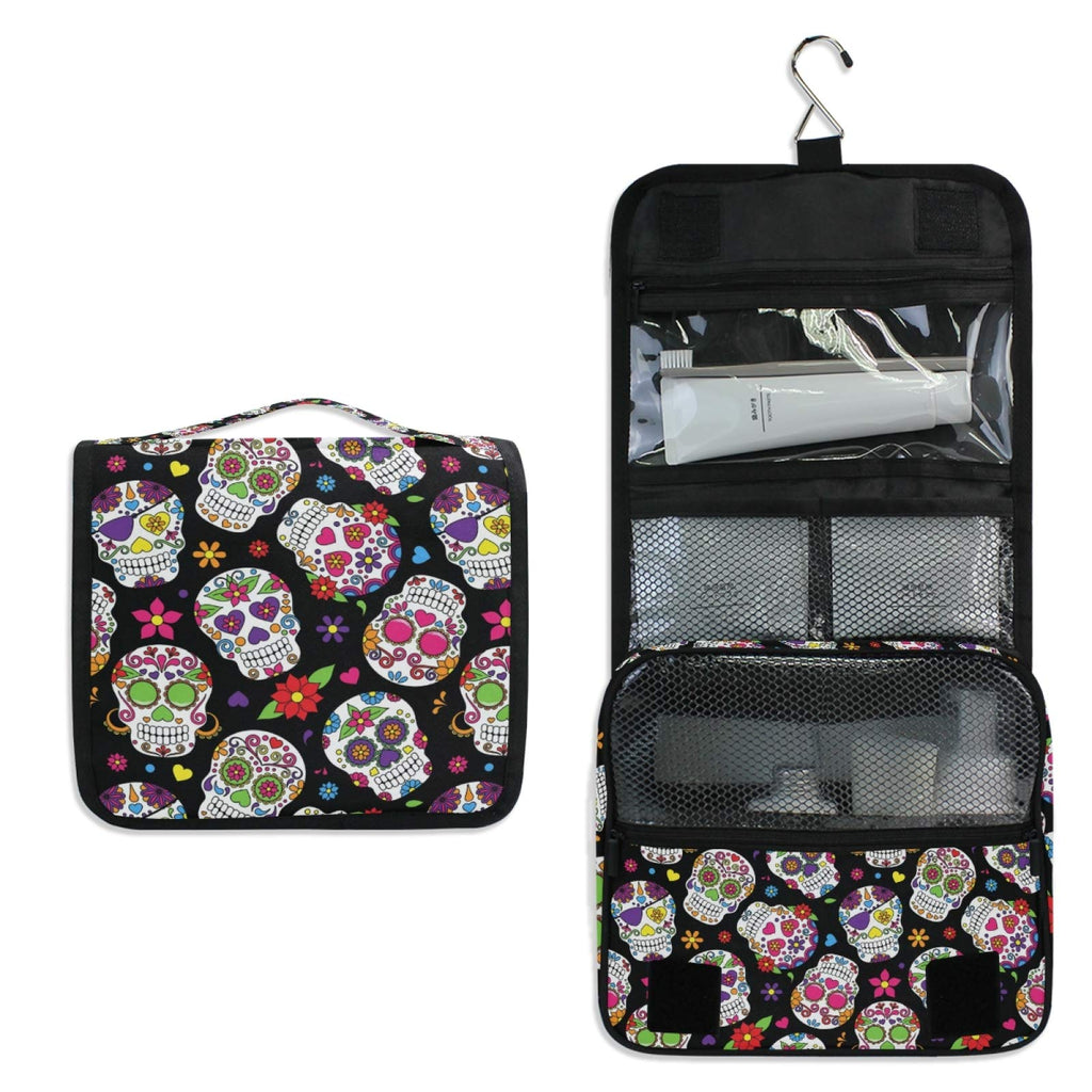 Hanging Travel Toiletry Bag Kit Makeup Case Cosmetics Organizer for Men Women (Sugar Skull)…