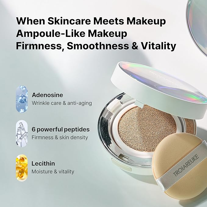 TROIAREUKE Seoul Bridal Cushion Foundation(22,Yellow Beige), Korean Cushion