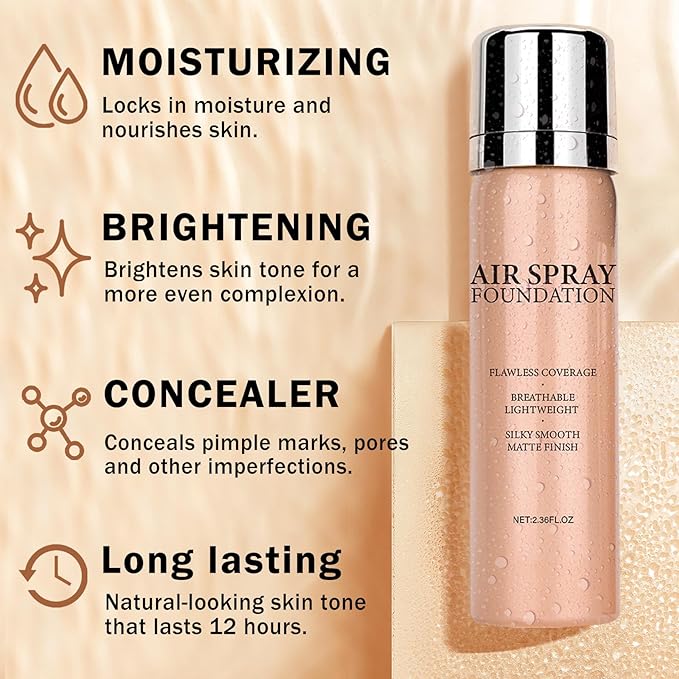 QIUFSSE Airbrush Foundation Makeup Spray (04 Porcelain Color)