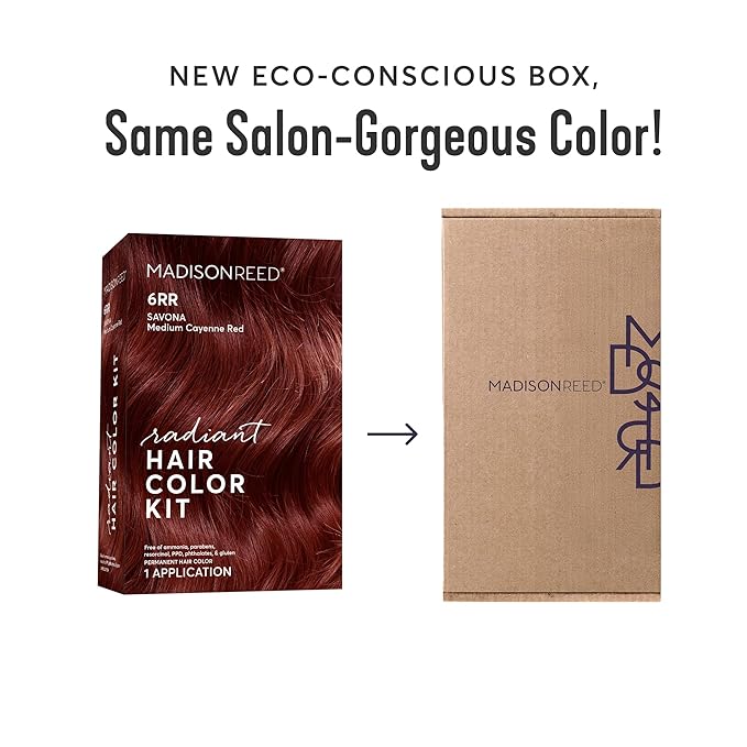 Madison Reed Radiant Hair Color Kit - 6RR Medium Vibrant Cayenne Red (Savona Scarlet), Vivid Color Permanent Hair Dye | PPD-Free & Ammonia-Free, 2 Pack