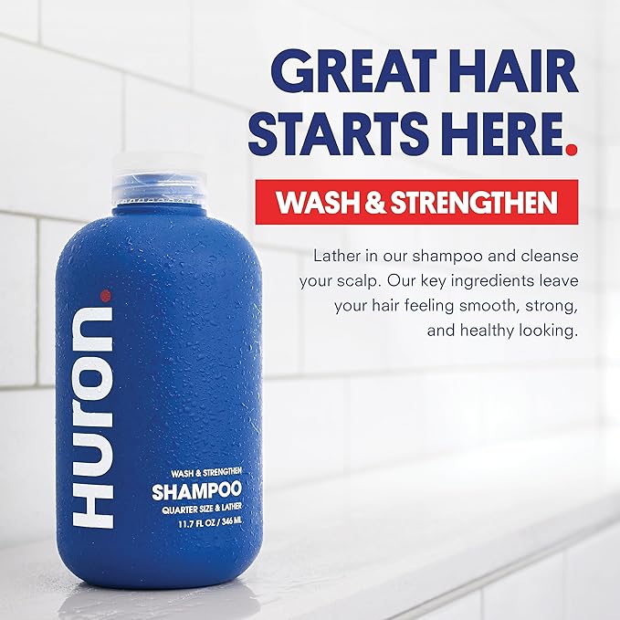 Huron Shampoo for All Hair Types: Cleans + Strengthens, 2-pack (11.7 oz)