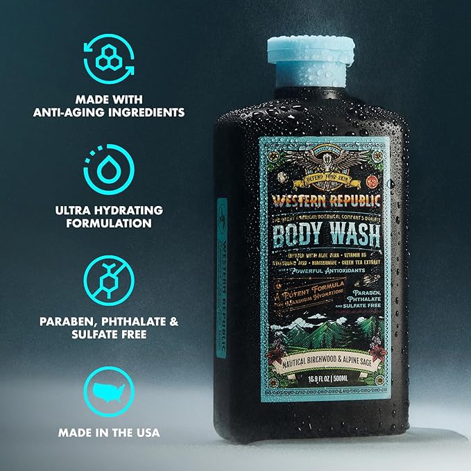 Western Republic - Nautical Birchwood & Alpine Sage Body Wash - 500ml 2Pack