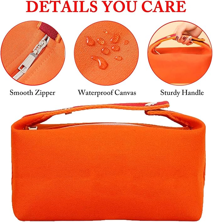 Fammart Travel Makeup Bag, Waterproof Canvas Cosmetic Bag Make Up Organizer Case for Women, Large Toiletry Bag Skincare Pouch for Toiletries Accessories Brushes