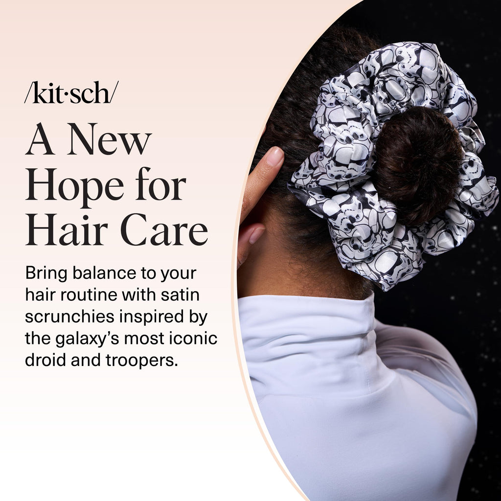 Kitsch x Star Wars R2-D2 & Stormtrooper Scrunchies for Women- Softer Than Silk Scrunchie, No Crease Hair Ties, Perfect For Day And Night Creaseless Hair Accessories - 2pcs