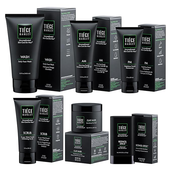 Tiege Hanley Anti-Aging Men's Skin Care Set, 90-Day, 6 Piece Kit