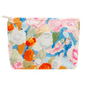 Flat Makeup Bag for Women,Zipper Cosmetic Pouch for Purse,Garden Orange