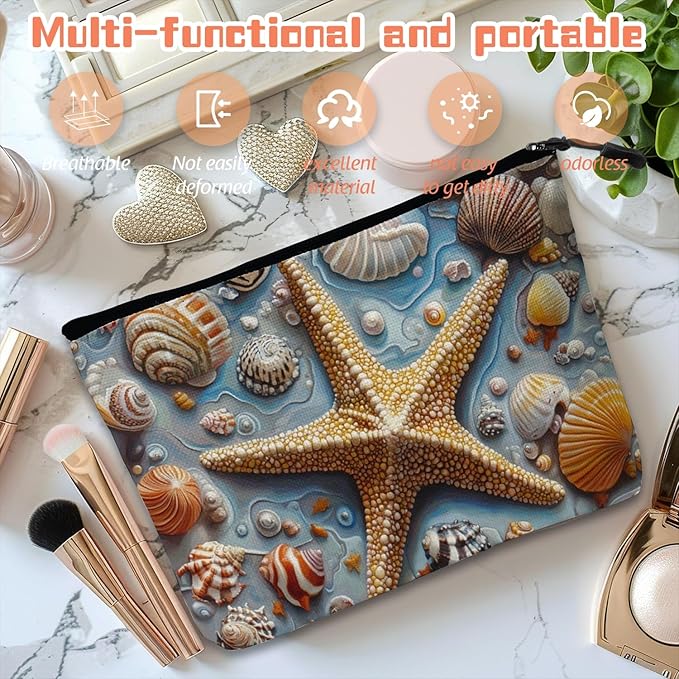 Scribesense Cosmetic Bags Travel Makeup Toilet Case Waterproof Pouch for Women Girls 6.7X9.45inches - The Enchanting Allure of Marine Treasures