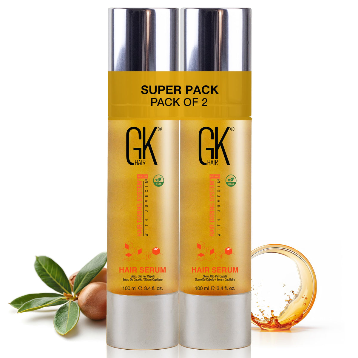 GK HAIR Oil- Argan Oil Hair Serum For Frizzy And Damaged Hair- Perfect For Keratin,Frizzy, Curly, Dry & Damaged ends-Adds Shine and Smooths,Paraben,Phthalate and Sulfate Free (3.4 oz)