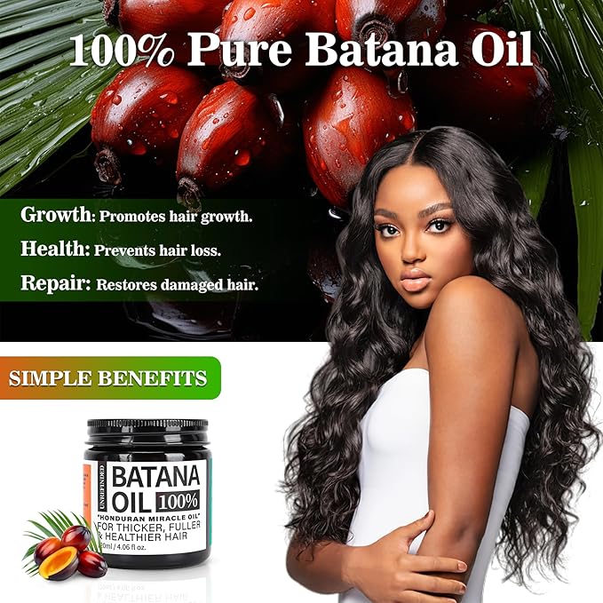 Organic Batana Oil for Hair Growth, 100% Pure Batana from Honduras, Hair Treatment Oil for Thick and Strong Hair,