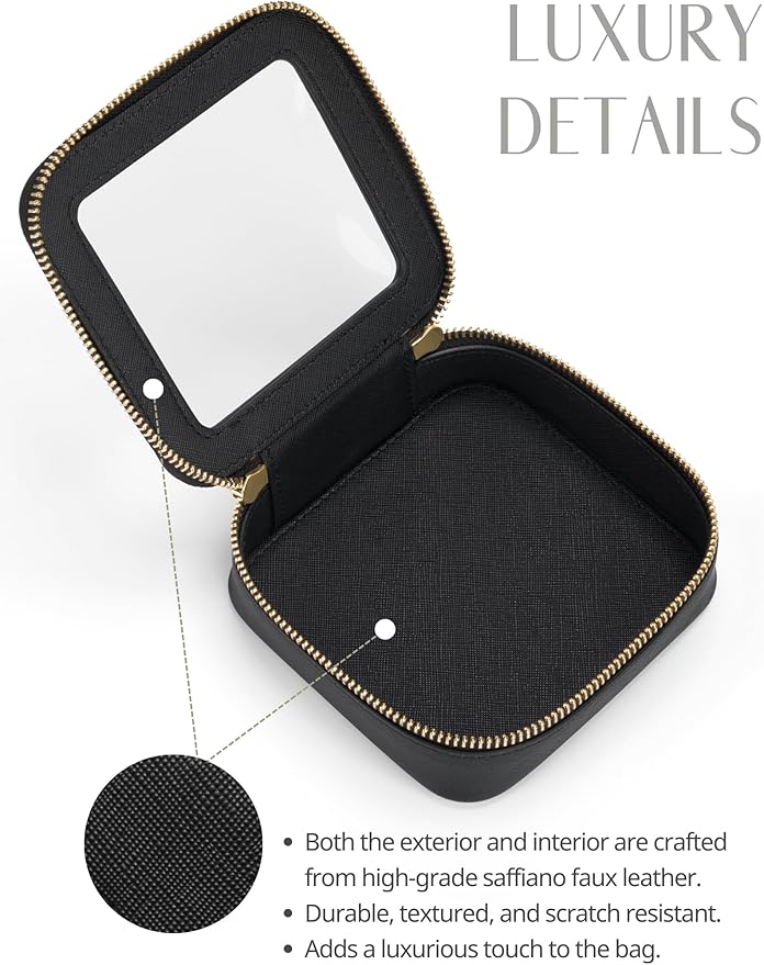 Popvibe Small Clear Makeup Bag for Purse, Travel Cosmetic Case, Black, Mini